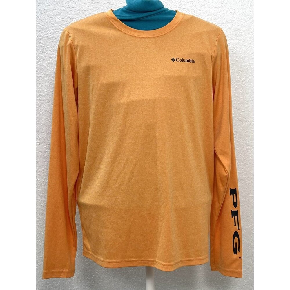COLUMBIA Kids Youth LARGE (14/16) Orange Long Sleeve Logo SWIM SHIRT Rash Guard